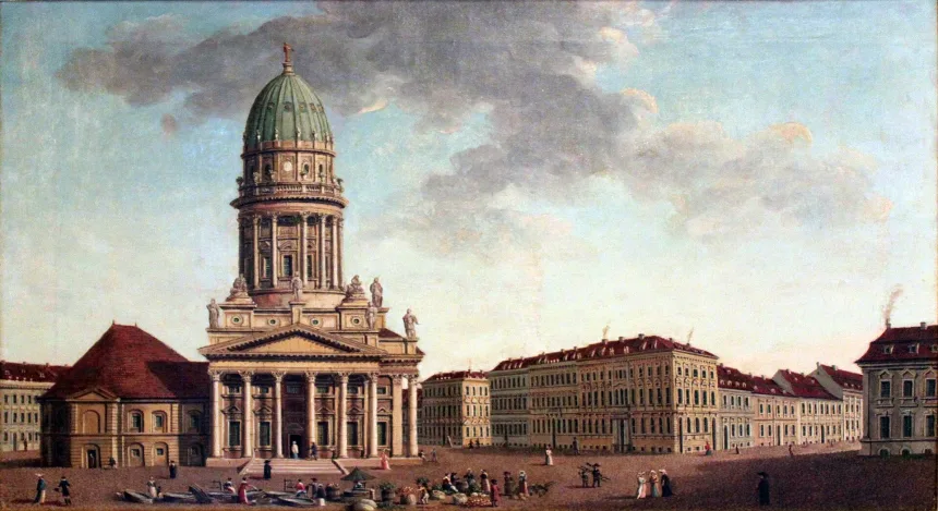 Carl Traugott Fechhelm, Gendarmenmarkt in Berlin, Ecke Markgrafen- und Jägerstraße, 1785, Märkisches Museum