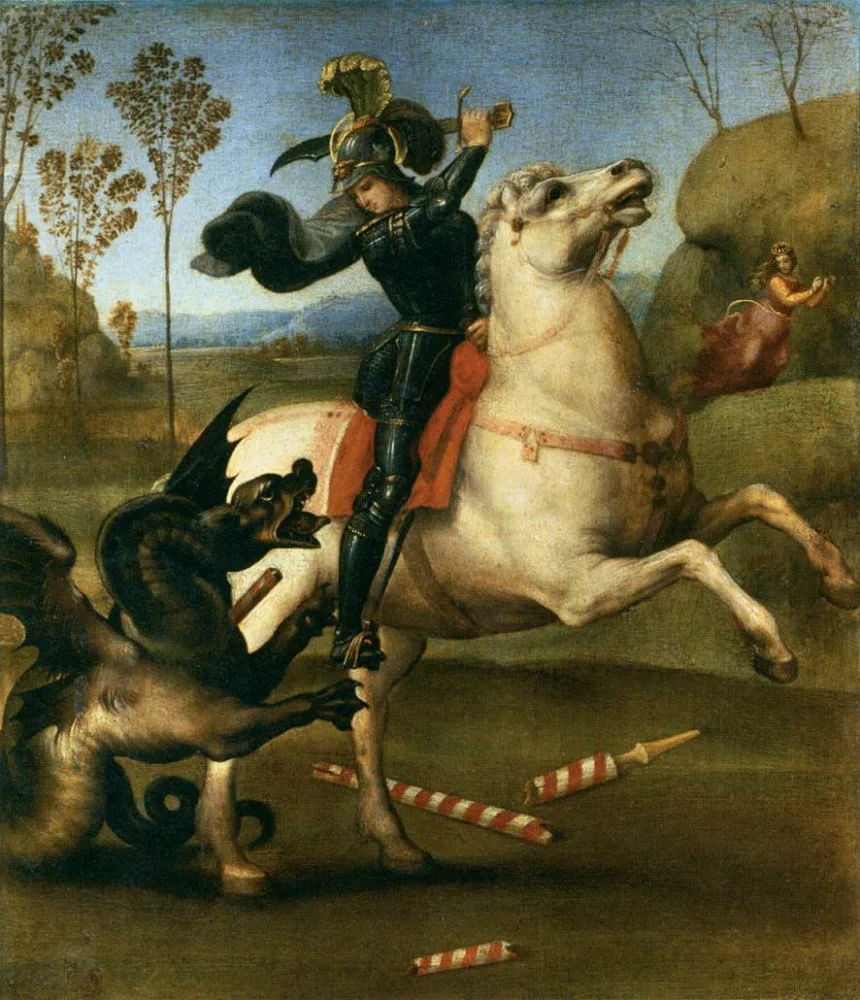 Raffael, Der heilige Georg im Kampf mit dem Drachen, um 1503–1505, Louvre