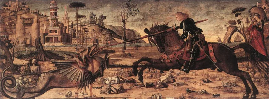 Vittore Carpaccio, Der heilige Georg und der Drache, 1502, Scuola di San Giorgio degli Schiavoni