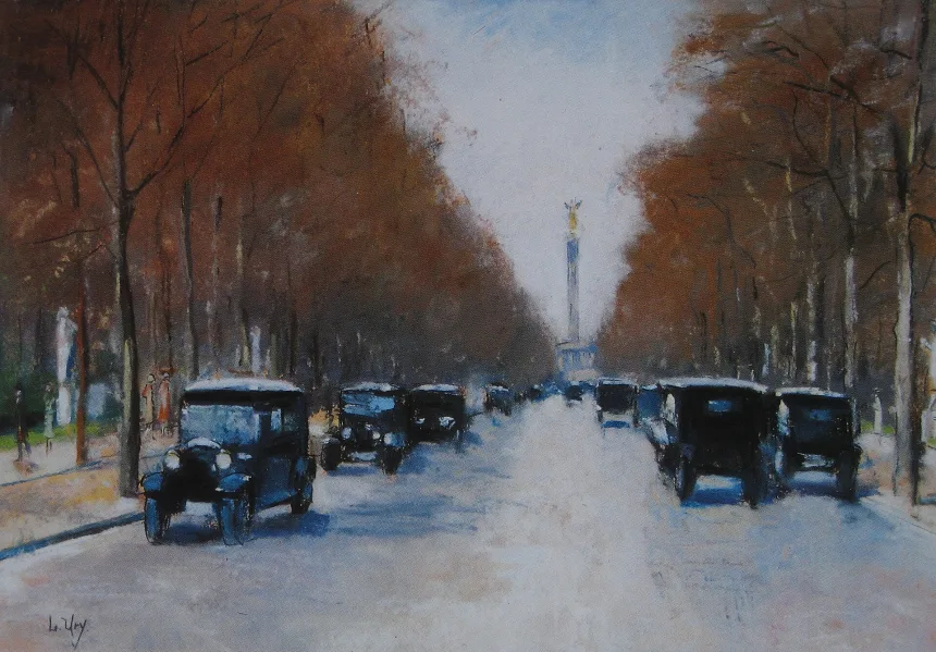 Lesser Ury, Tiergartenallee mit Siegessäule, 1925