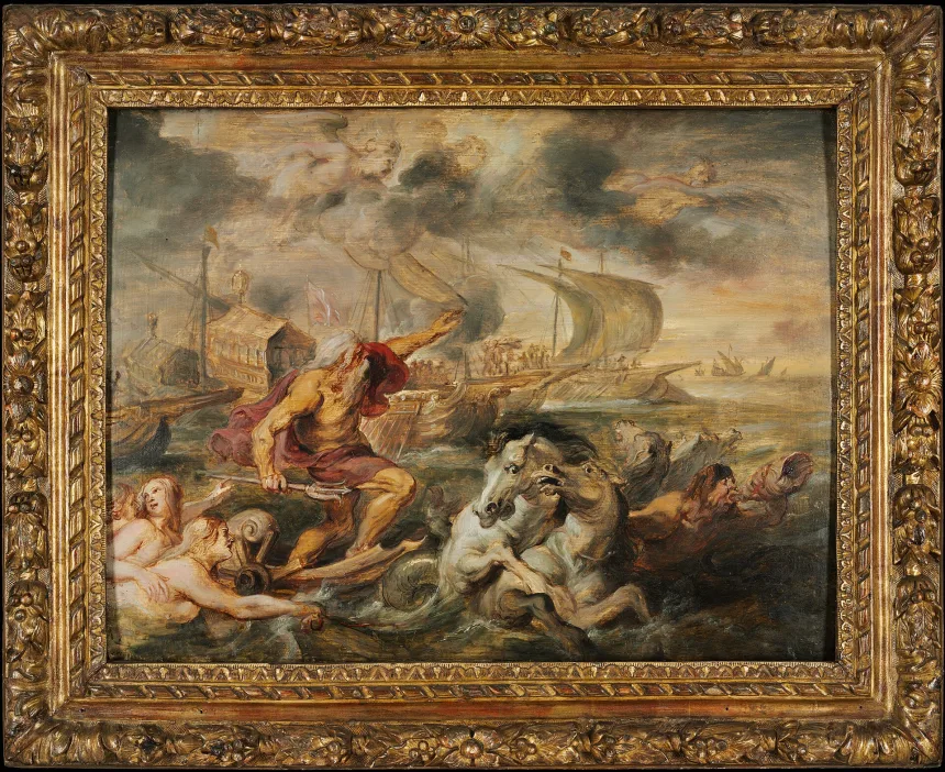 Peter Paul Rubens, The Voyage of the Cardinal Infante Ferdinand, with Neptune Calming the Tempest, 1635, Harvard Art Museums
